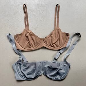 Skims 32C Bra Bundle Date Night Lingerie Gunmetal & Oxide Neutral Basics